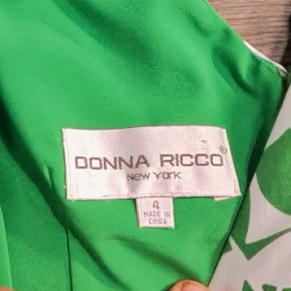 Donna Ricco Leafy Green and Cream Midi Dress - Picture 9 of 9